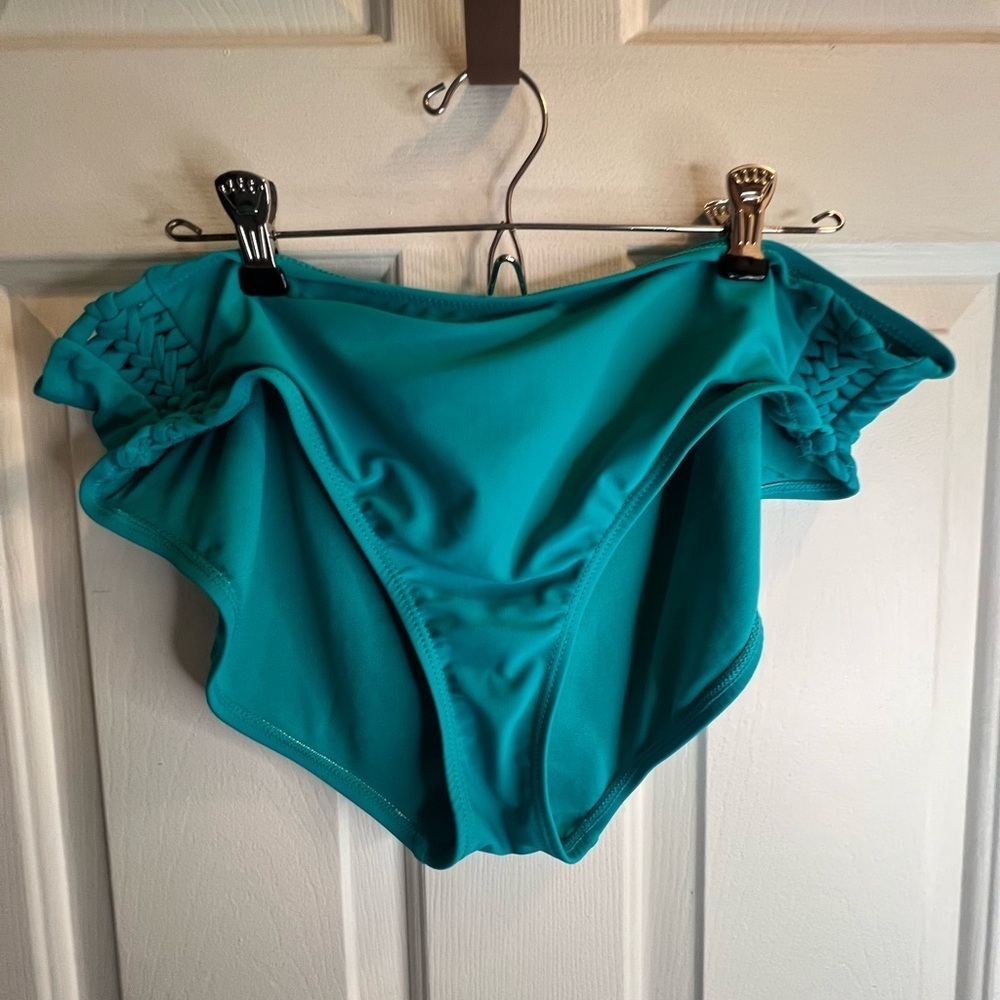 Teal Bikini Bottoms with Braided Sides